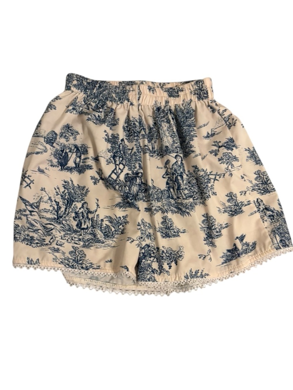 Cider Toile Print Pajama Set Cream Blue Size M Cottagecore Coquette Loungewear - Picture 4 of 6